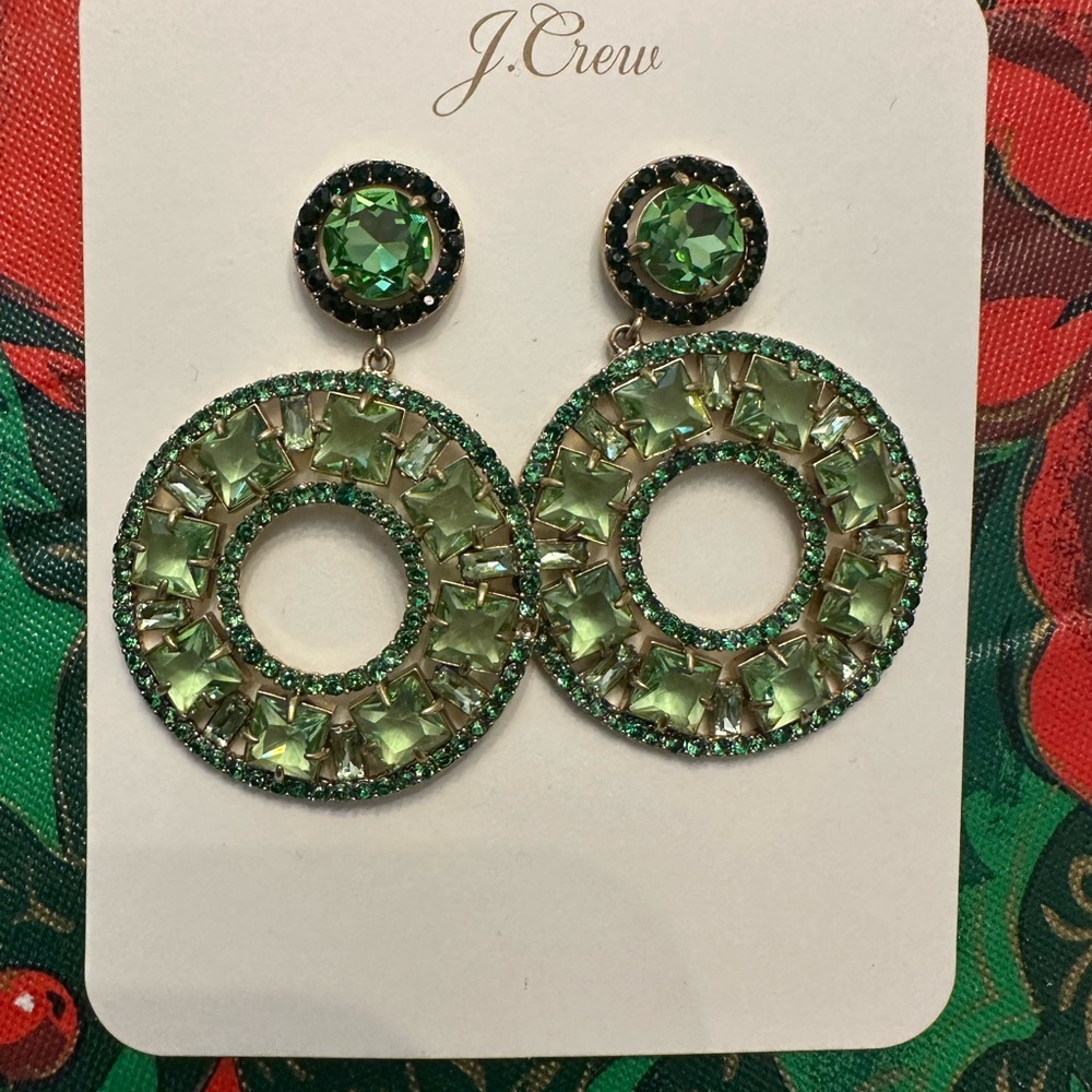 J. Crew Green Statement Earrings
